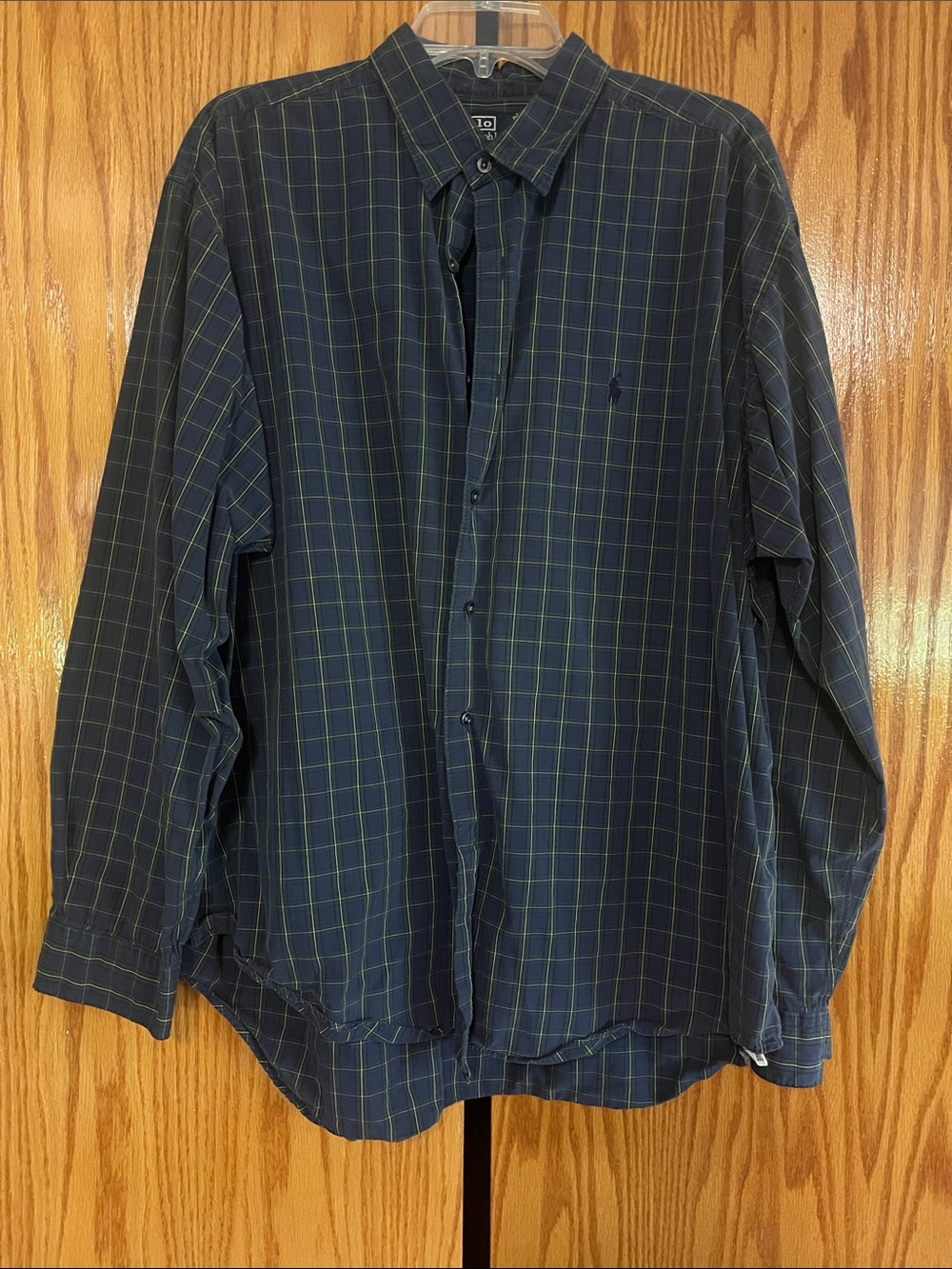 Polo by Ralph Lauren Navy with Green Windowpane Casual Button-Down Shirt
